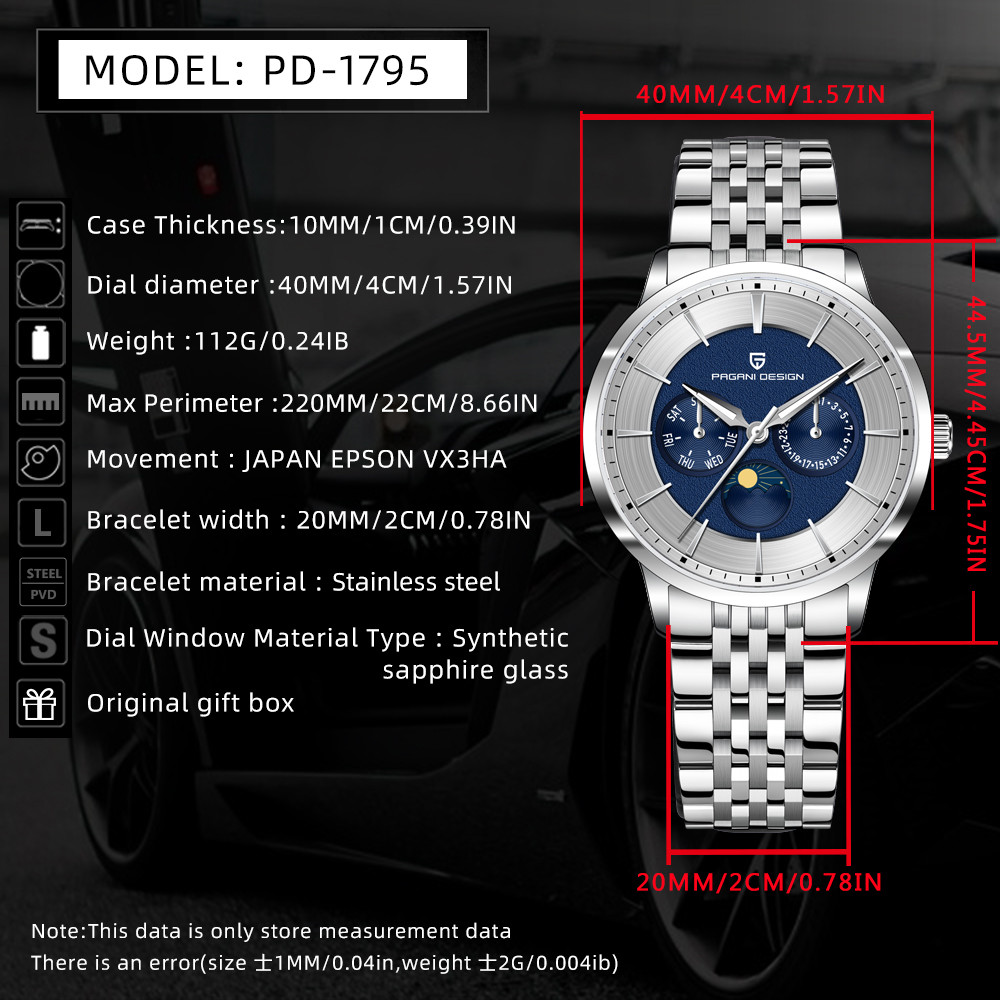 Reloj de Cuarzo Pagani Design  - Moonphase Complication Watch reseña y precio