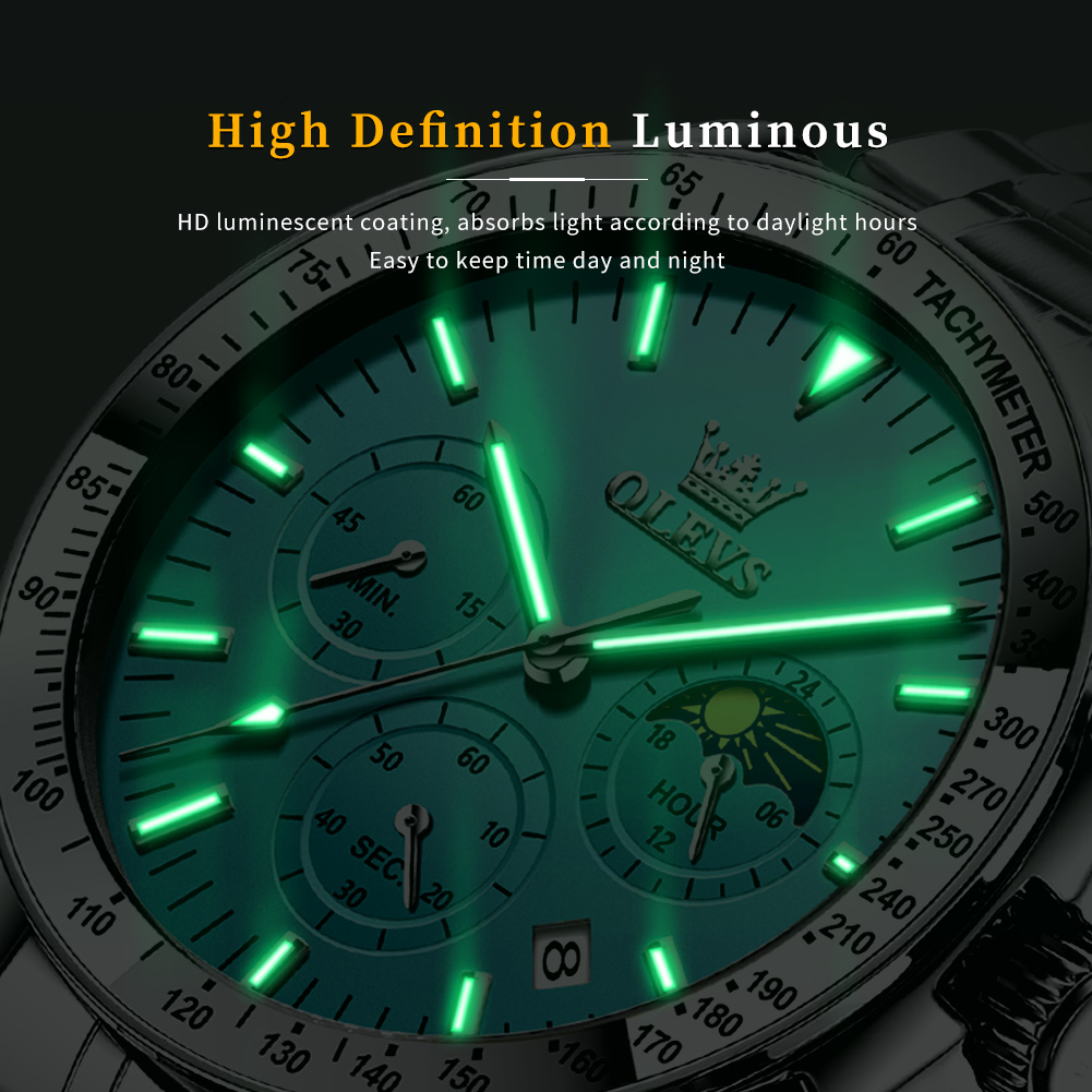 OLEVS 3618 reloj para hombre c - Moonphase Complication Watch reseña y precio